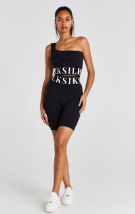Black One Shoulder Crop Top sold by Siksilk