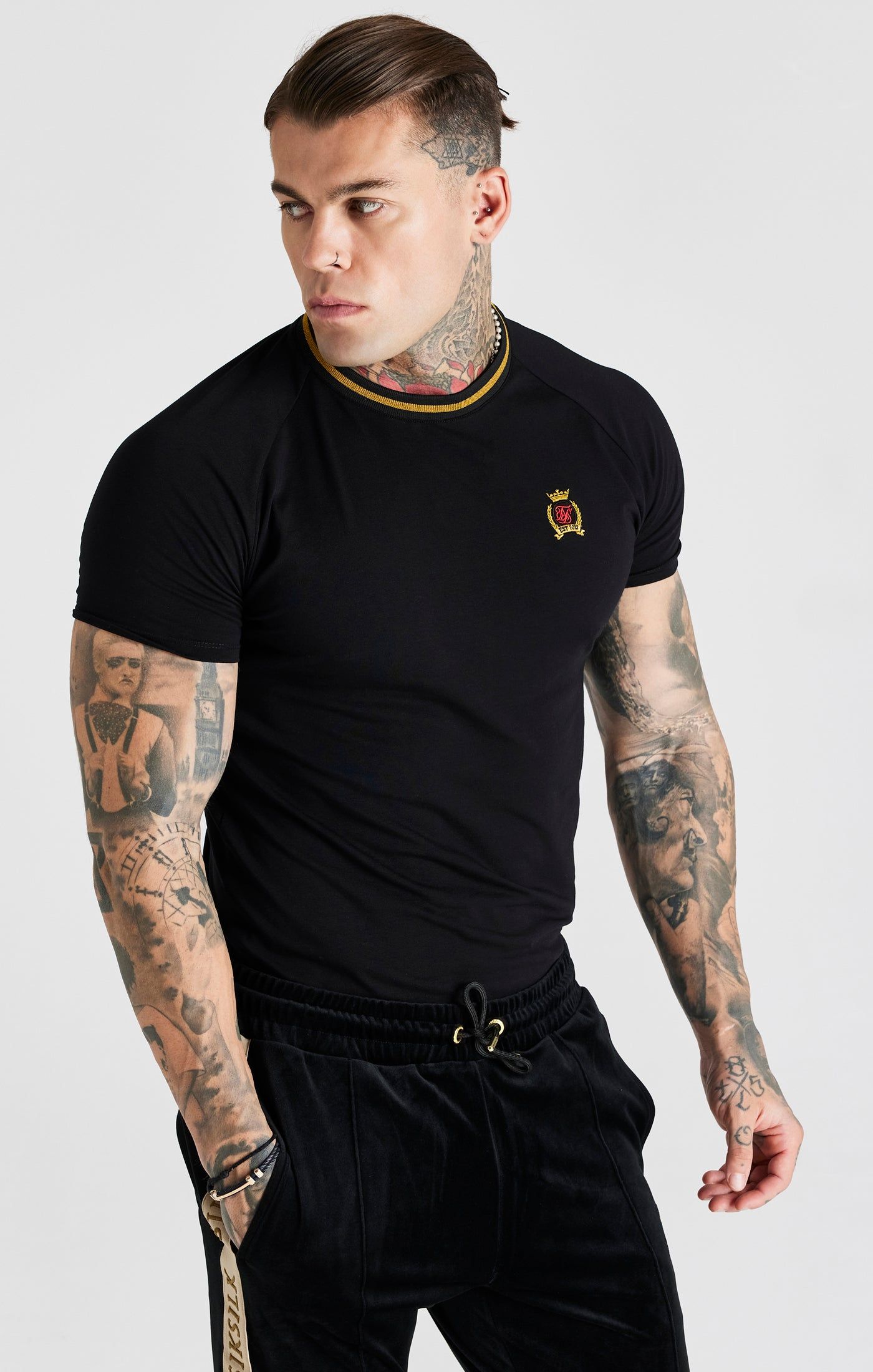 Black Crest Muscle Fit T-Shirt sold by Siksilk