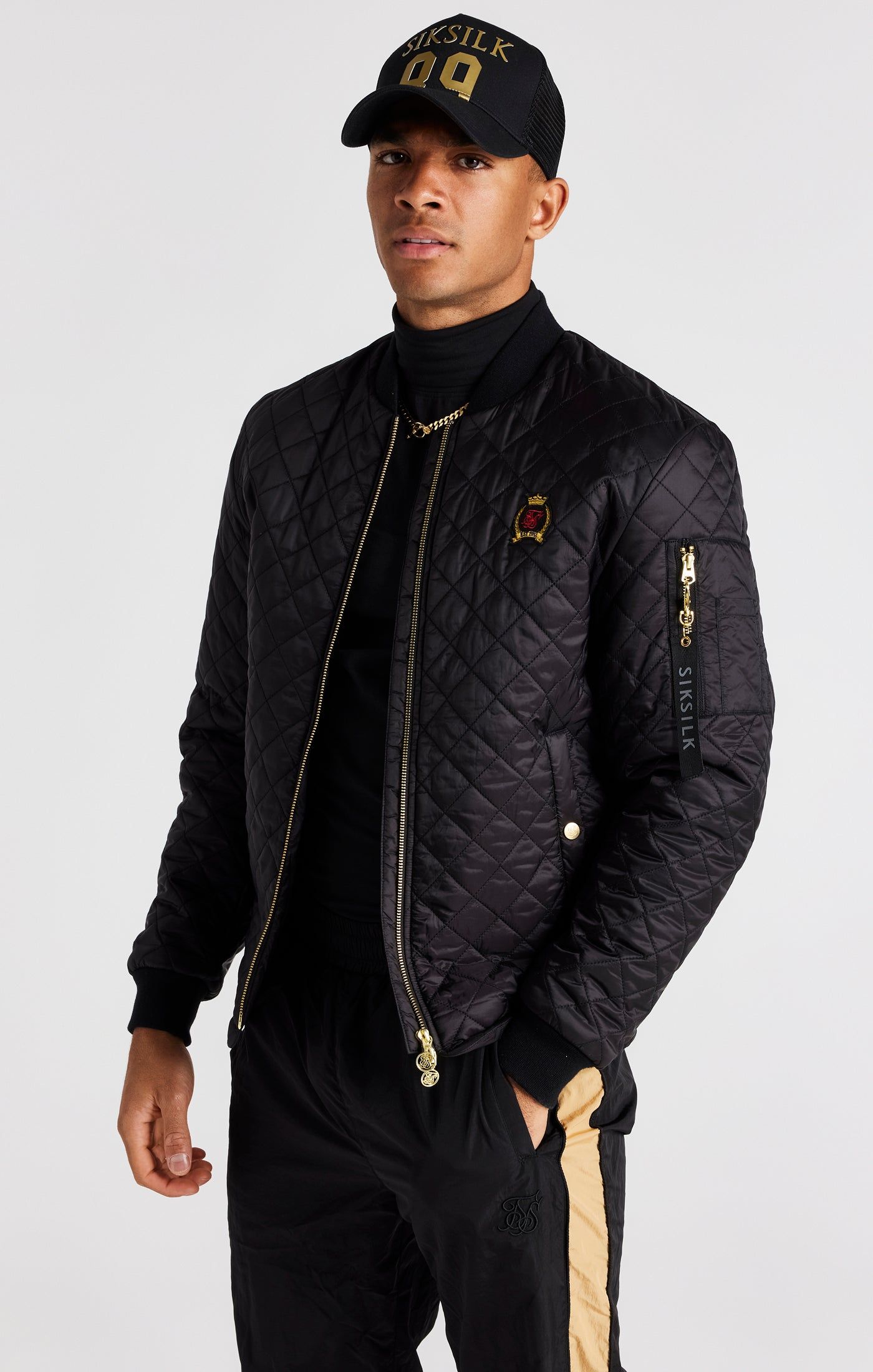 Black Quilted Jacket sold by Siksilk product image thumbnail 2