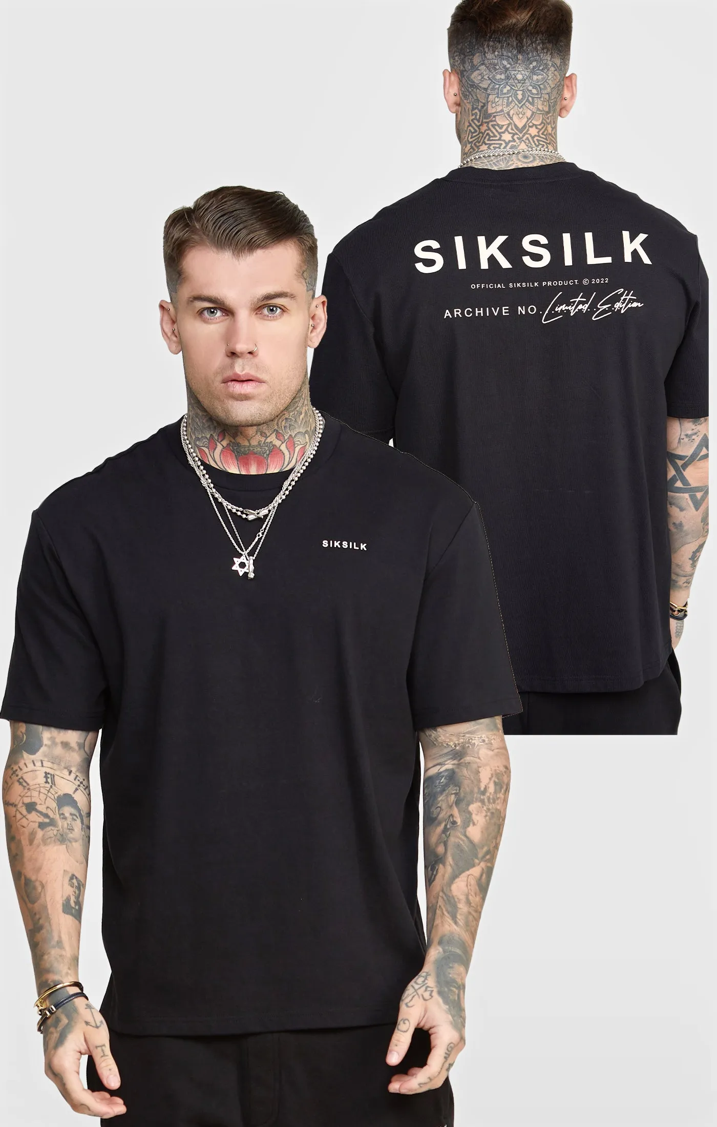 Black Oversized Back Logo T-Shirt sold by Siksilk