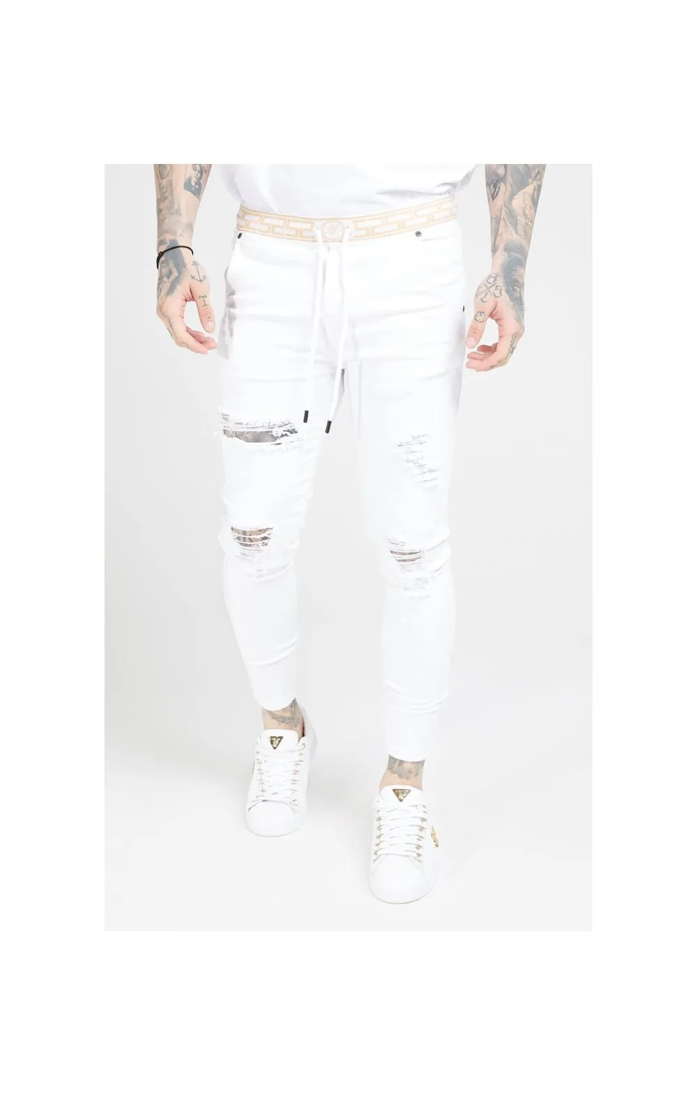 SikSilk Skinny Distressed Denims – White sold by Siksilk