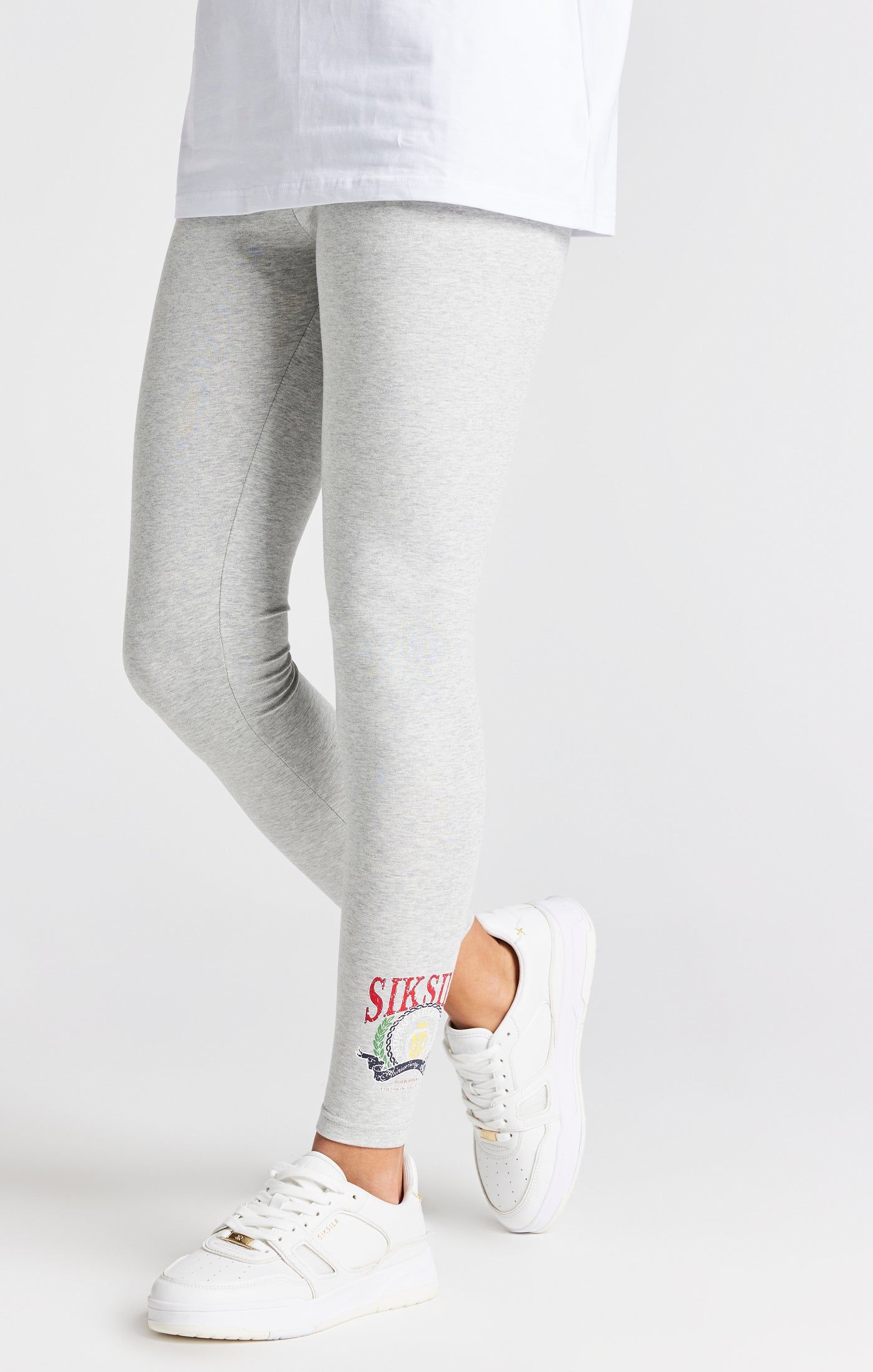 Girls Grey Marl Varsity Legging sold by Siksilk
