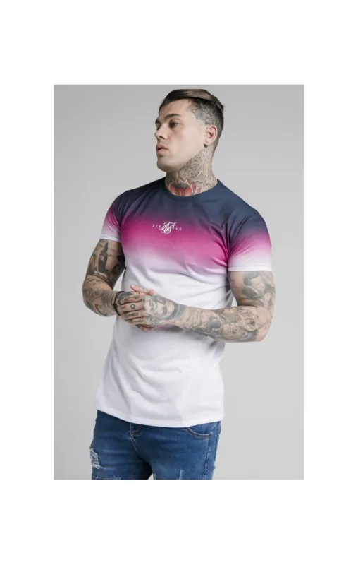 SikSilk S/S High Fade Tee - Navy Neon Pink Fade sold by Siksilk