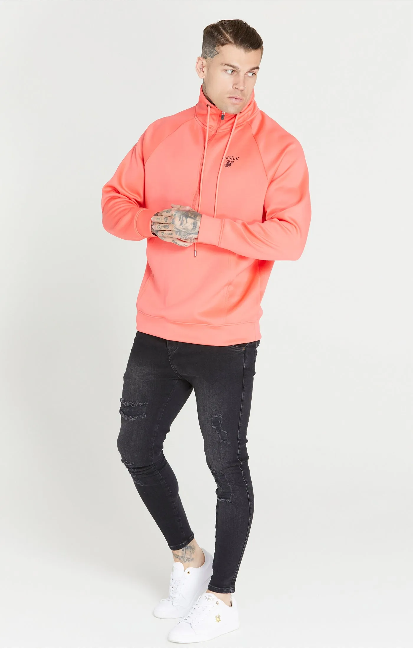 Pink Half Zip Funnel Neck Hoodie sold by Siksilk product image thumbnail 3