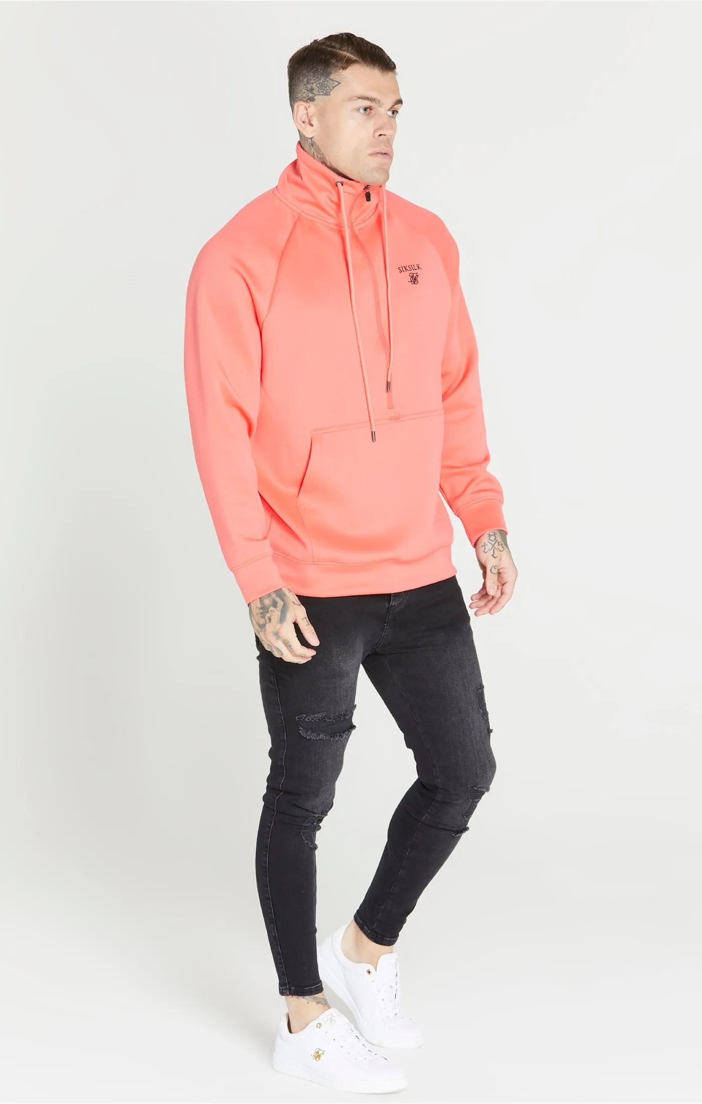 Pink Half Zip Funnel Neck Hoodie sold by Siksilk product image thumbnail 4