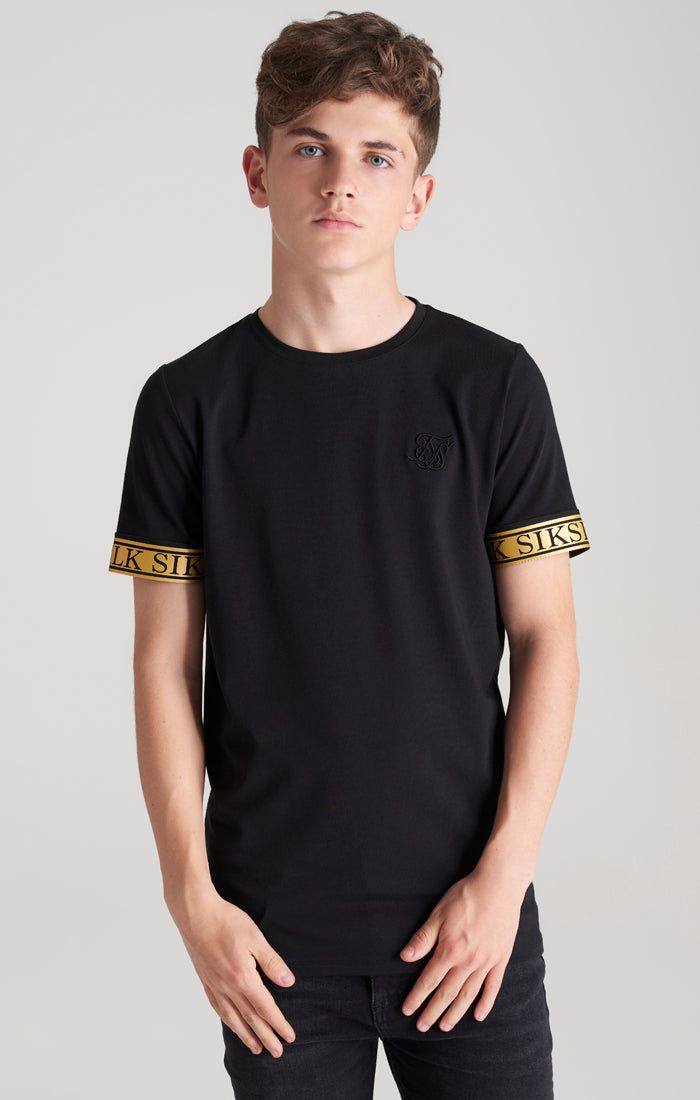 Boys Black Iridescent Taped T-Shirt sold by Siksilk