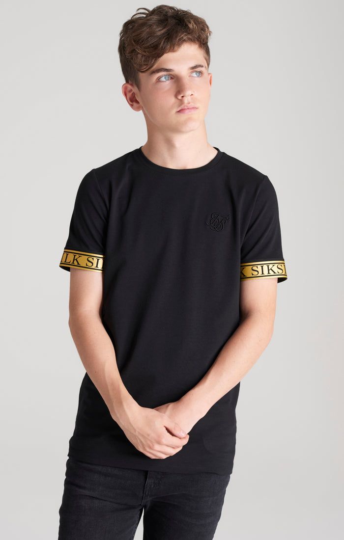 Boys Black Iridescent Taped T-Shirt sold by Siksilk product image thumbnail 2