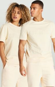 Ecru Embossed Relaxed Fit T-Shirt sold by Siksilk