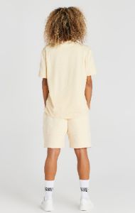 Ecru Embossed Relaxed Fit T-Shirt sold by Siksilk