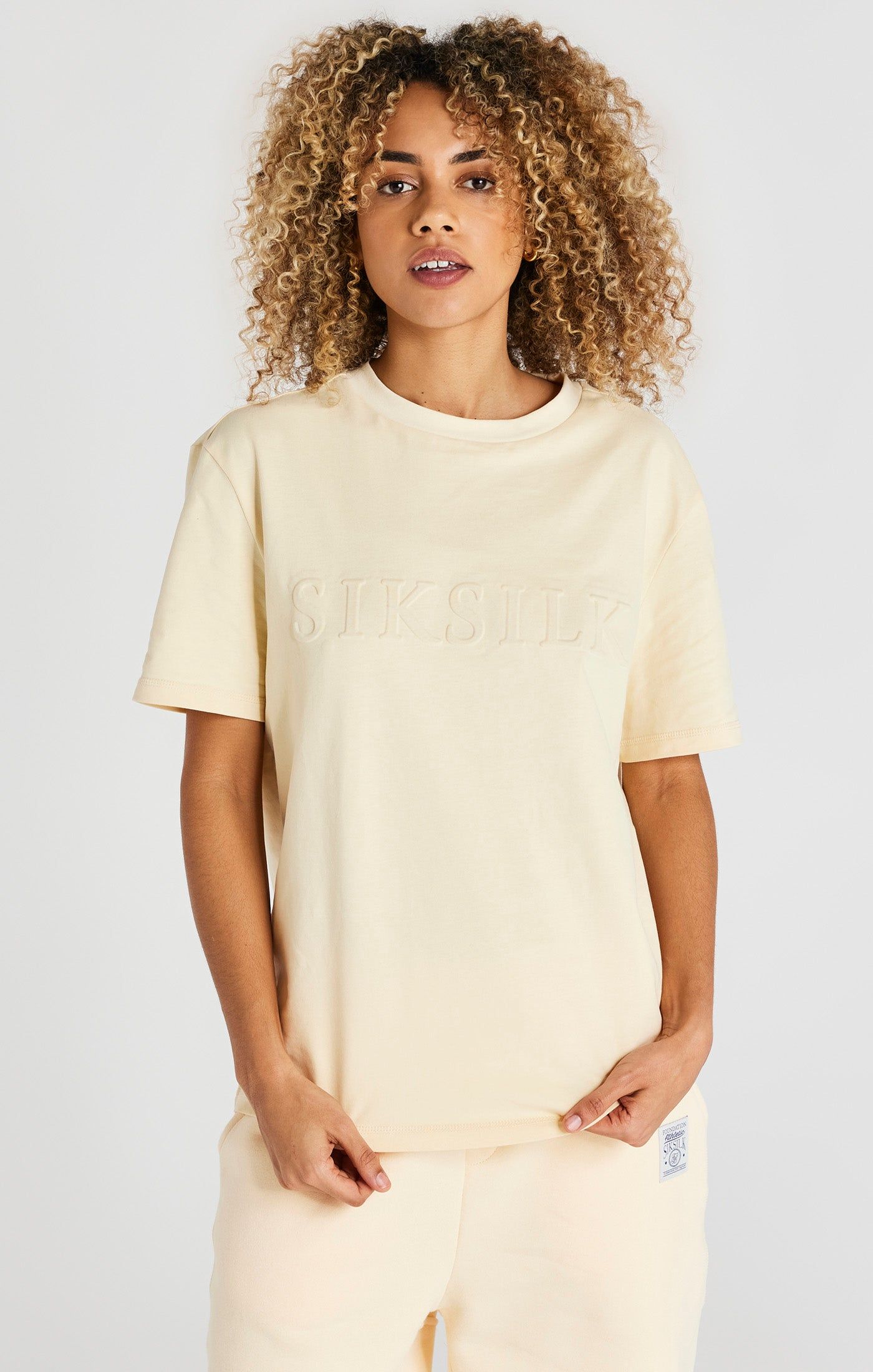 Ecru Embossed Relaxed Fit T-Shirt sold by Siksilk product image thumbnail 2