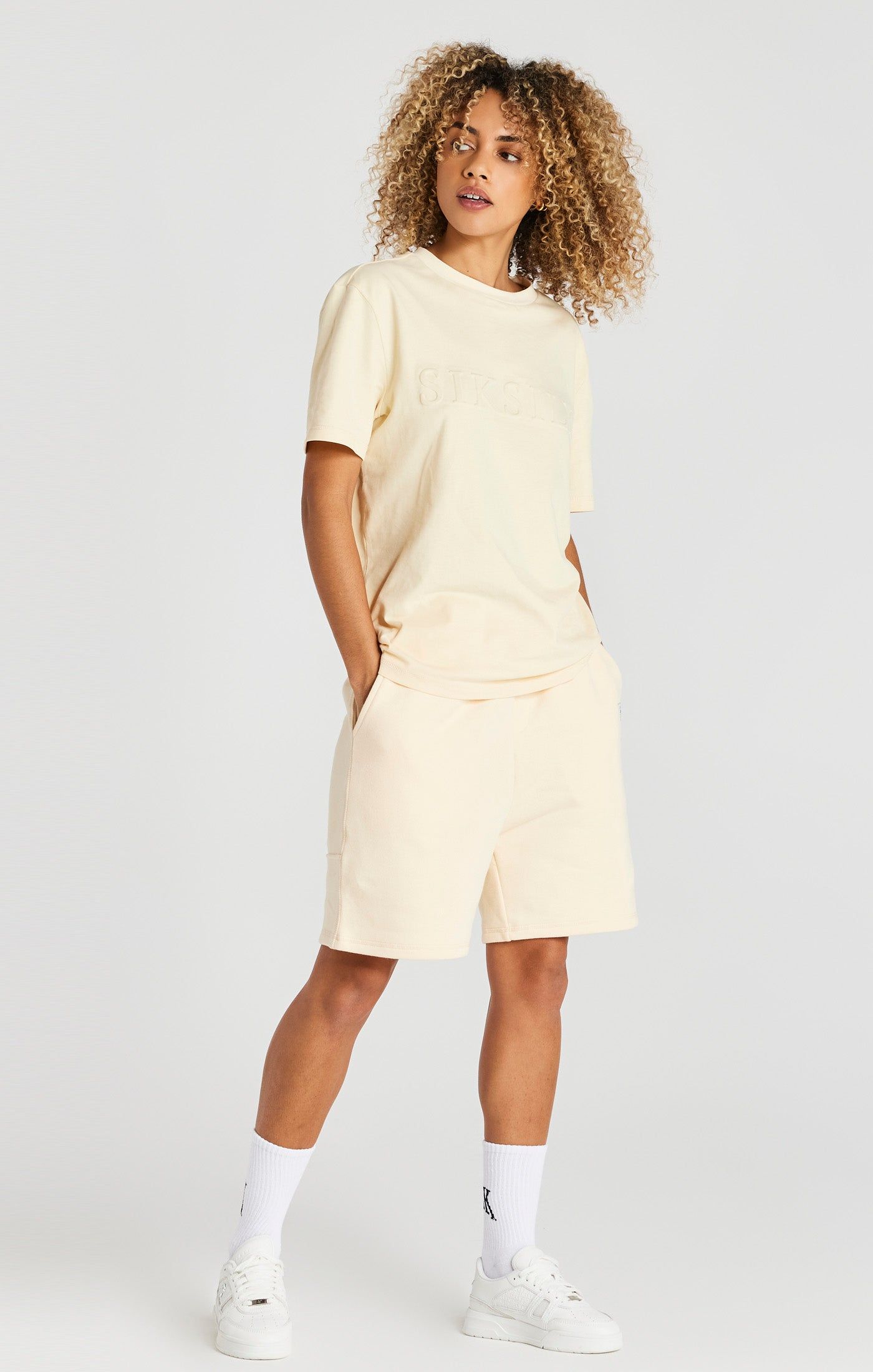 Ecru Embossed Relaxed Fit T-Shirt sold by Siksilk product image thumbnail 3