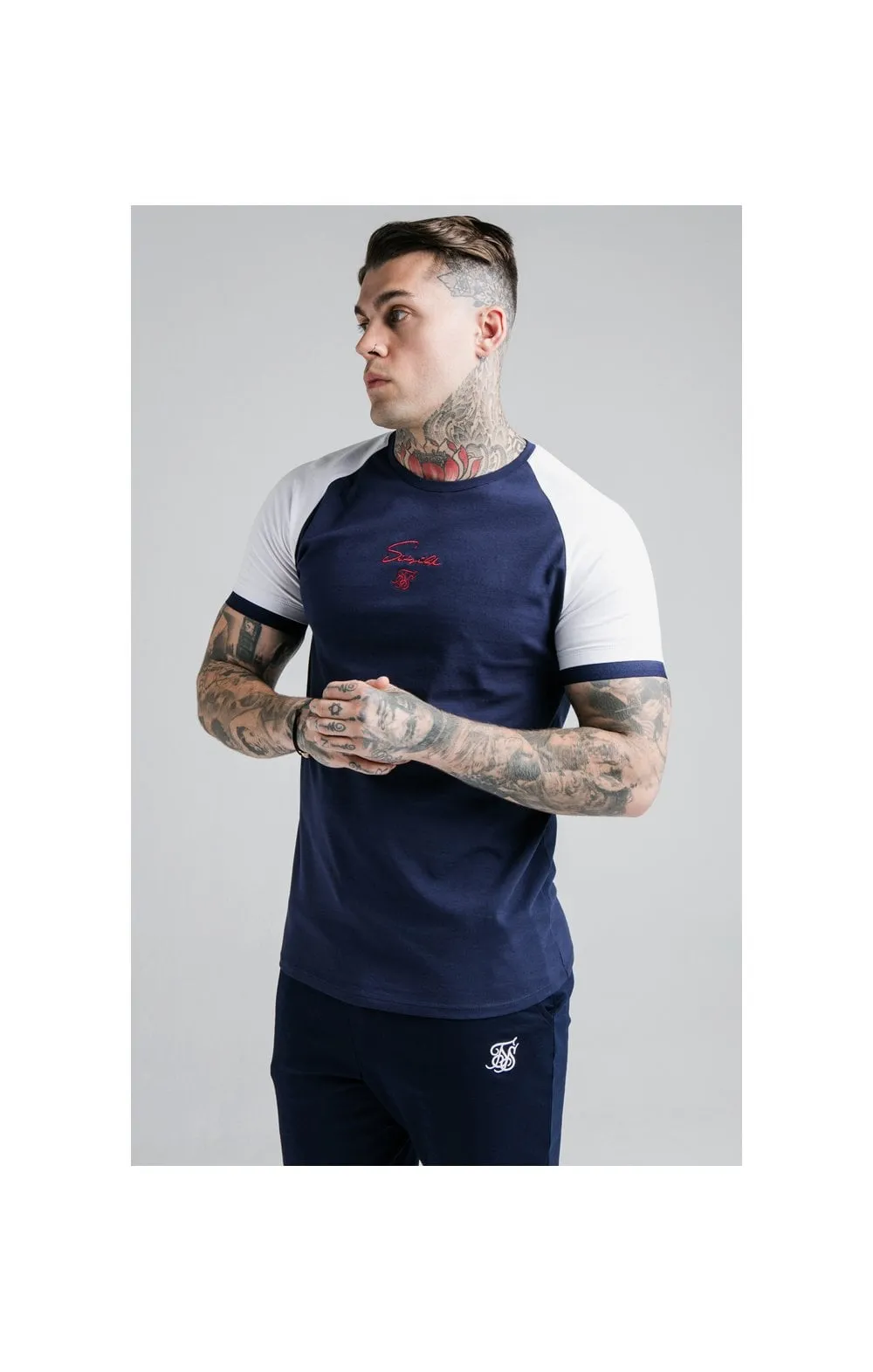 SikSilk Raglan Tech Tee - Navy sold by Siksilk