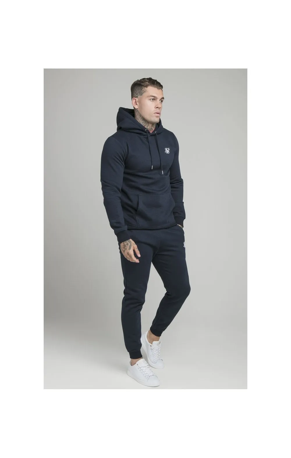Navy Essential Muscle Fit Overhead Hoodie sold by Siksilk product image thumbnail 3