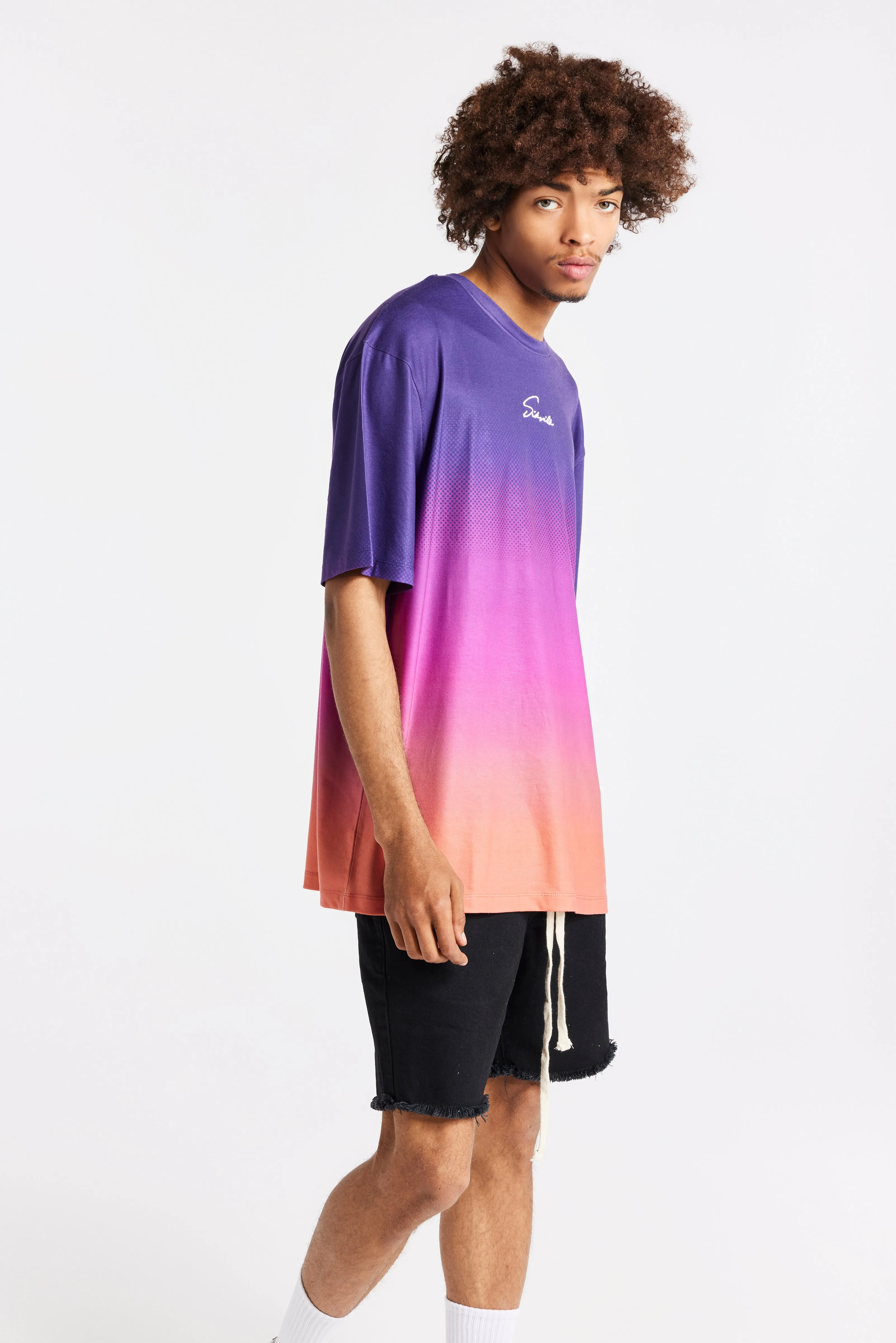 SikSilk Retro Flash Relaxed Fit Tee - Purple Pink & Orange sold by Siksilk product image thumbnail 3