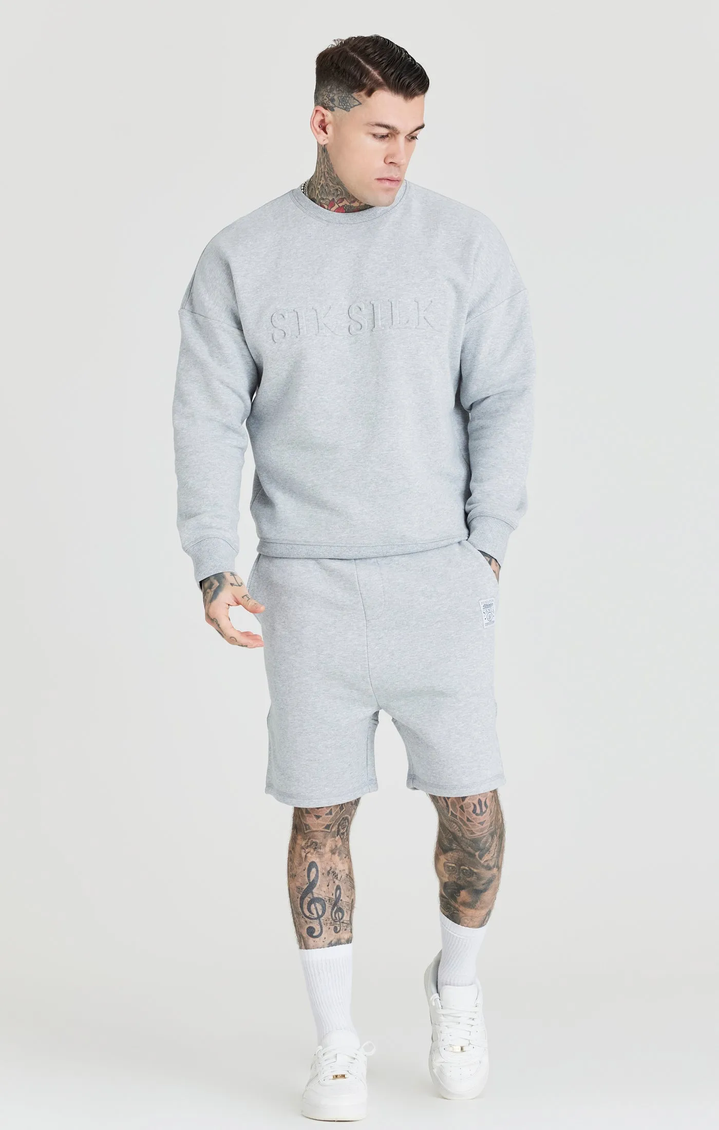 Grey Marl Embossed Crew Sweatshirt sold by Siksilk product image thumbnail 3