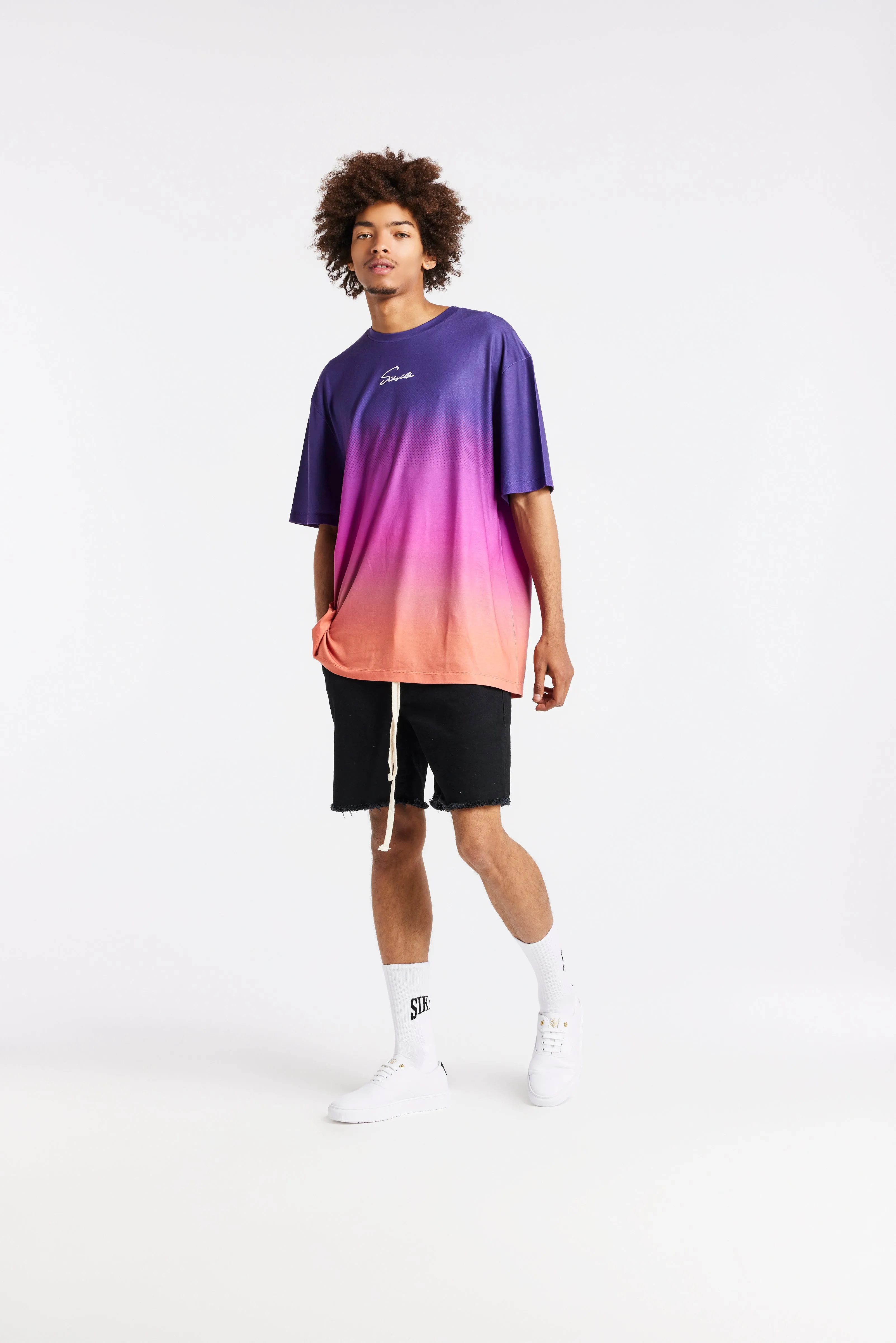 SikSilk Retro Flash Relaxed Fit Tee - Purple Pink & Orange sold by Siksilk product image thumbnail 4