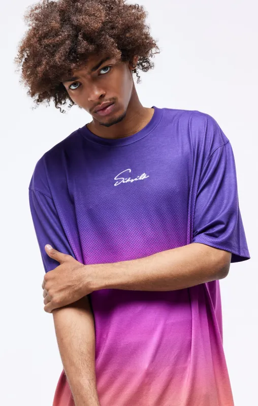 SikSilk Retro Flash Relaxed Fit Tee - Purple Pink & Orange sold by Siksilk