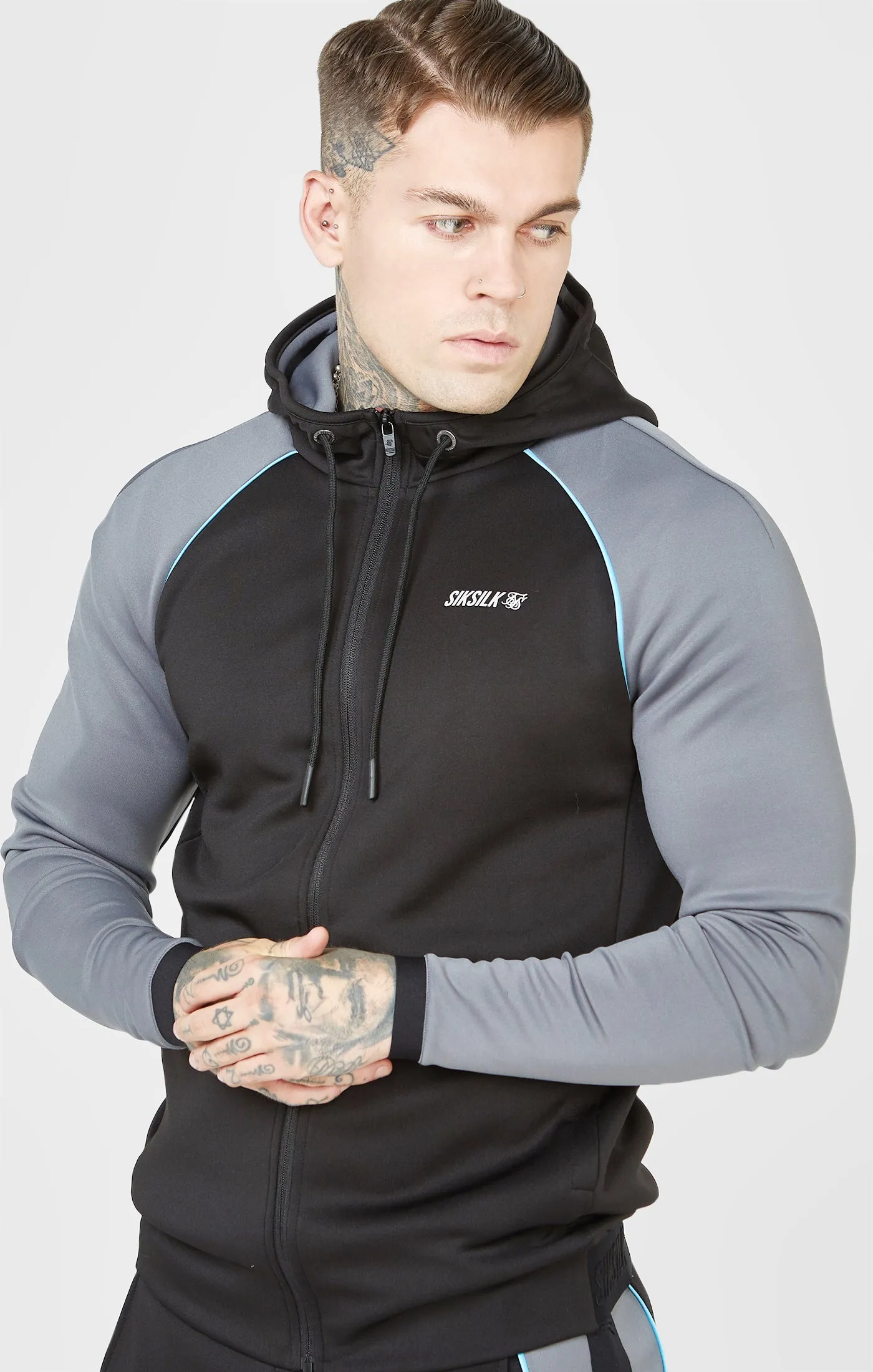 Black Sports Zip-Thru Hoodie sold by Siksilk