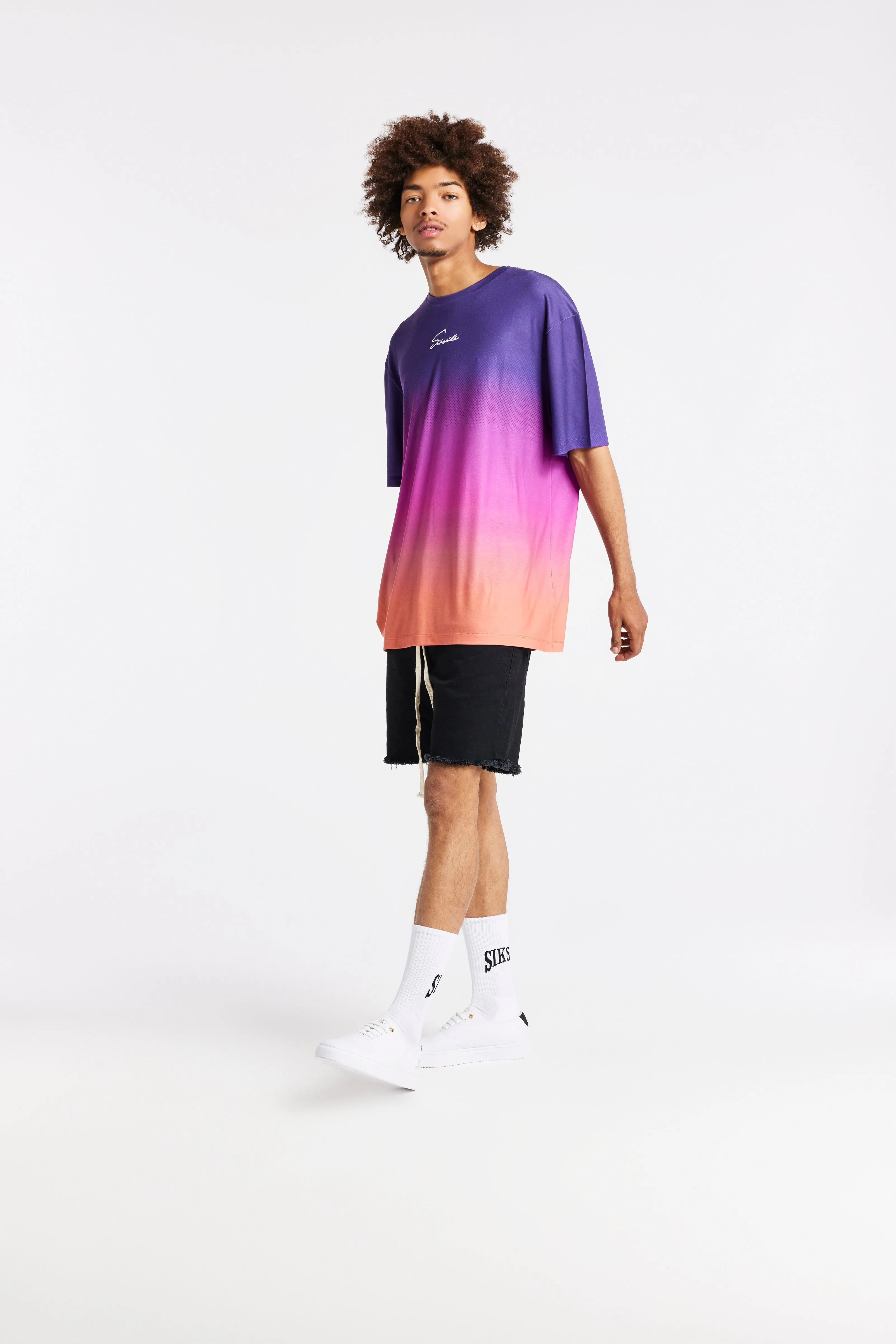 SikSilk Retro Flash Relaxed Fit Tee - Purple Pink & Orange sold by Siksilk product image thumbnail 5