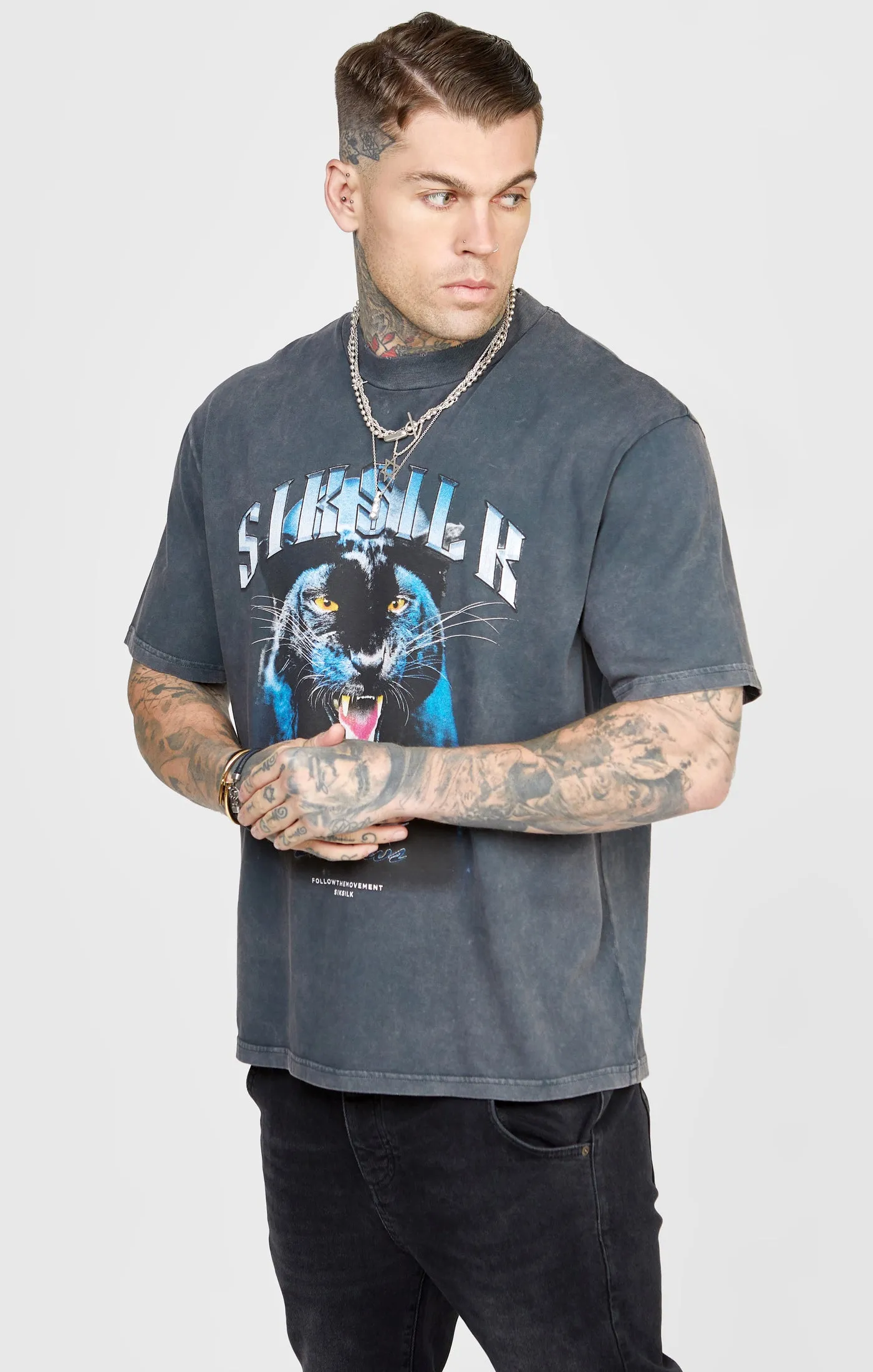 Black Graphic Oversized T-Shirt sold by Siksilk