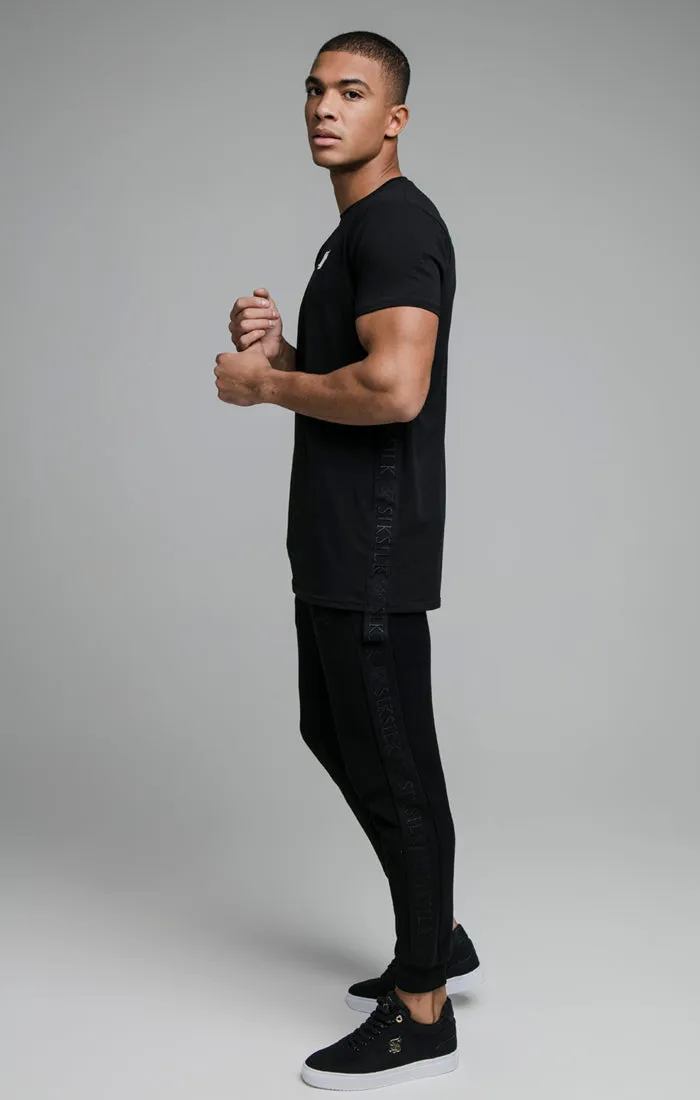 Black Embroidered Tape Muscle Fit T-Shirt sold by Siksilk product image thumbnail 4