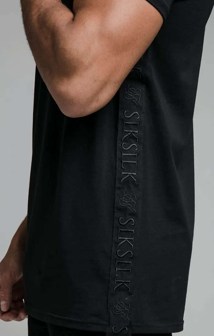 Black Embroidered Tape Muscle Fit T-Shirt sold by Siksilk product image thumbnail 2