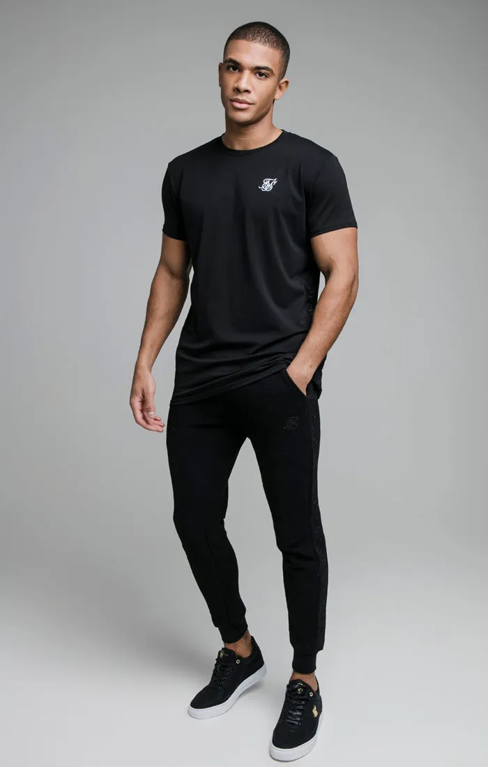 Black Embroidered Tape Muscle Fit T-Shirt sold by Siksilk