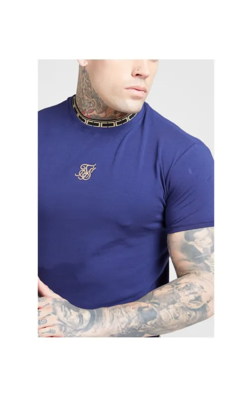 SikSilk Tape Collar Gym Tee - Navy & Gold sold by Siksilk