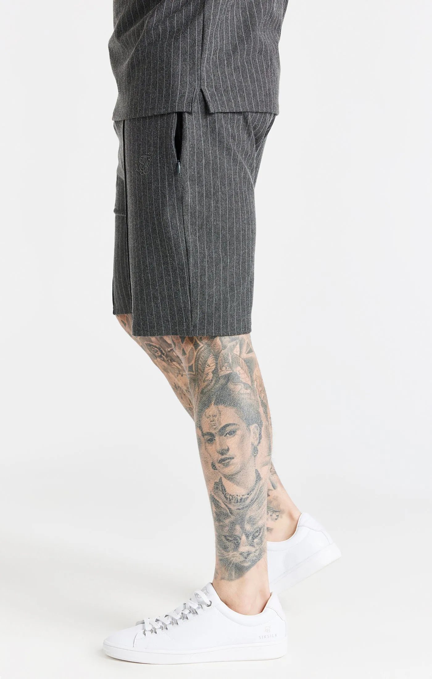 Grey Smart Pinstripe Short sold by Siksilk