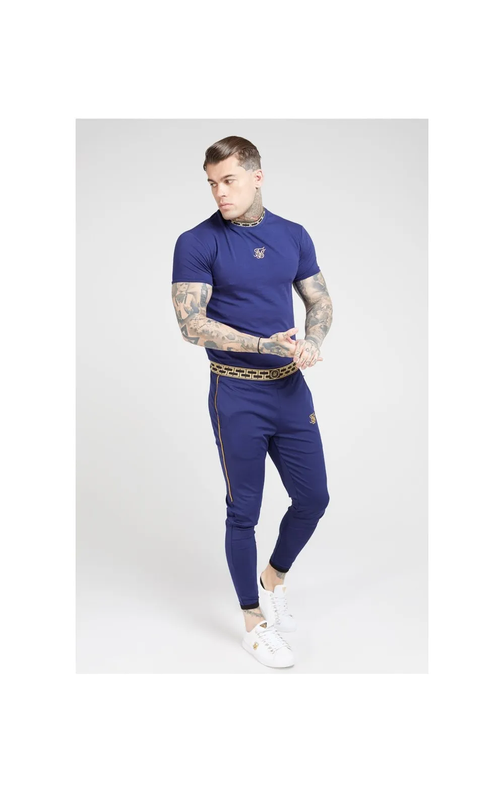 SikSilk Tape Collar Gym Tee - Navy & Gold sold by Siksilk product image thumbnail 5