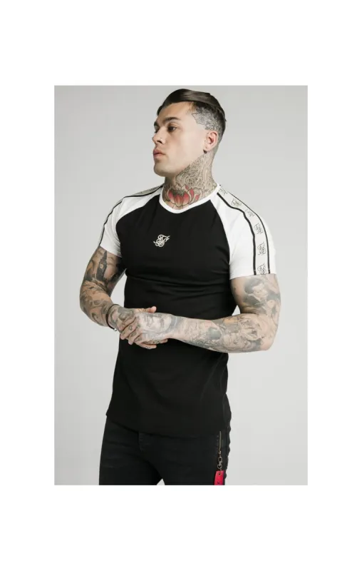 SikSilk S/S Raglan Premium Tape Gym Tee - Black & Off White sold by Siksilk