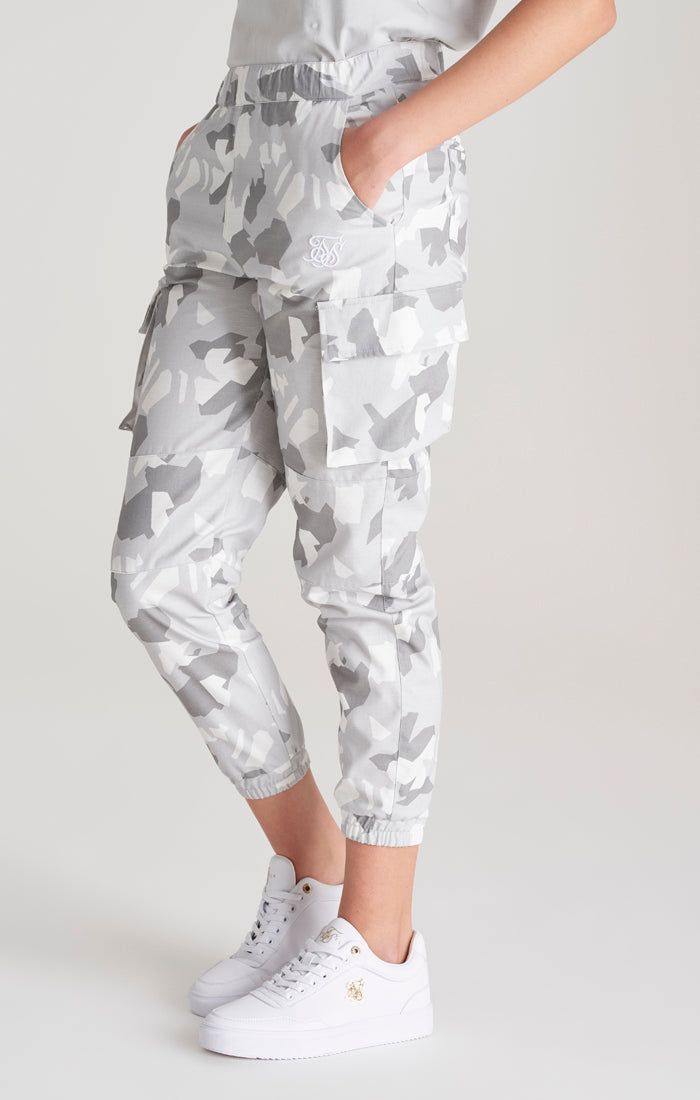Girls Grey Camo Cargo Pant sold by Siksilk