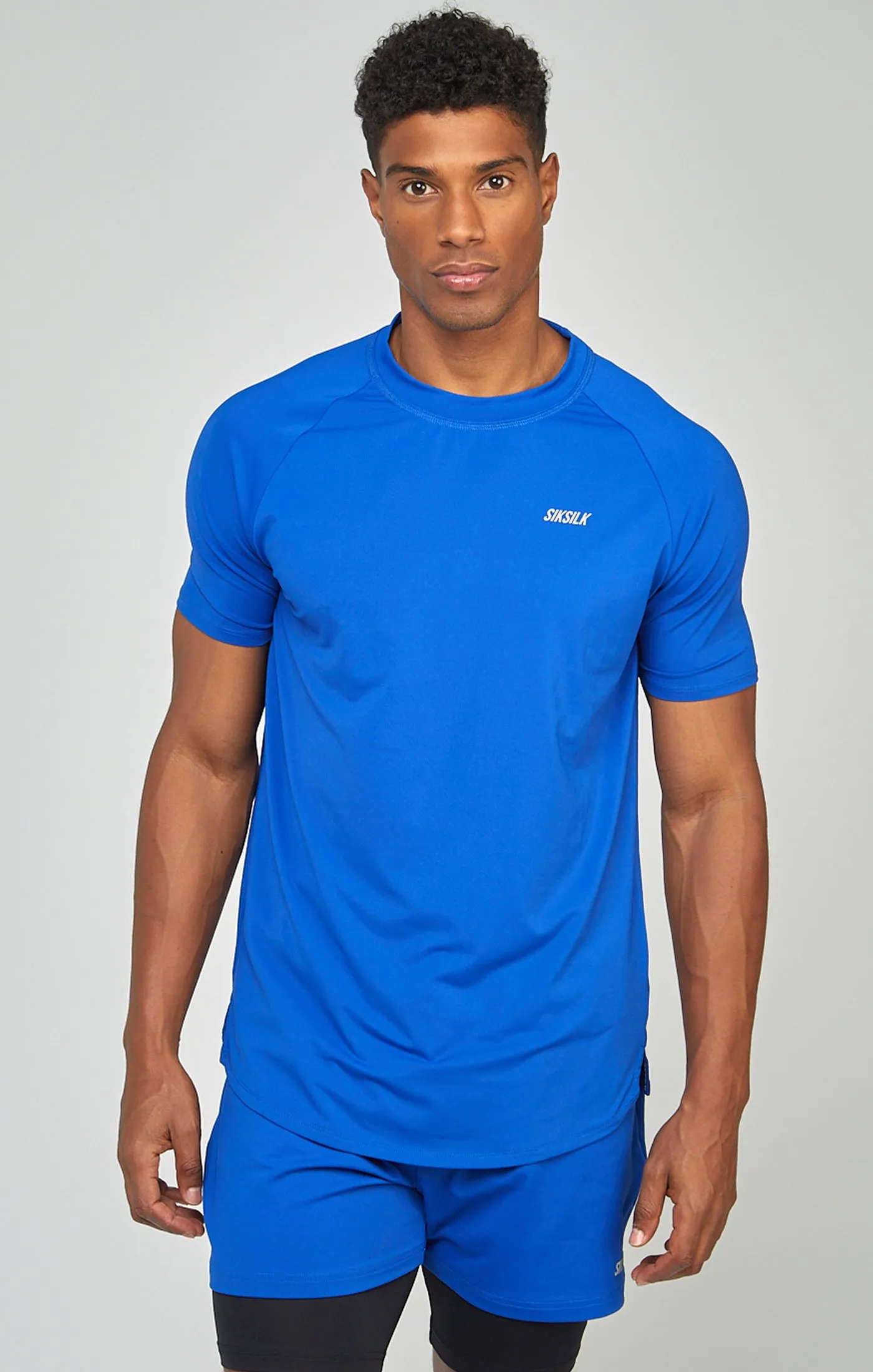 Blue Sports Curved Hem Muscle Fit T-Shirt sold by Siksilk product image thumbnail 4