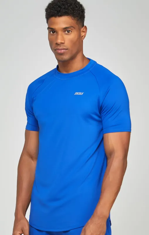 Blue Sports Curved Hem Muscle Fit T-Shirt sold by Siksilk
