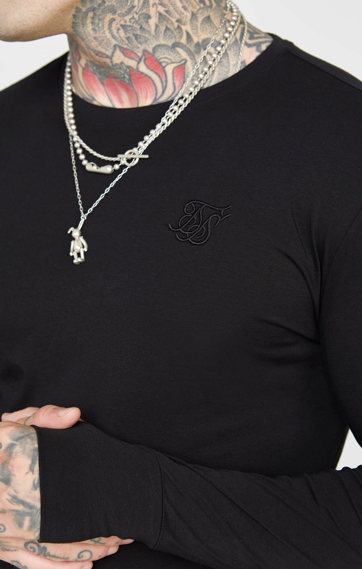 Black Long Sleeve Muscle Fit T-Shirt sold by Siksilk product image thumbnail 2