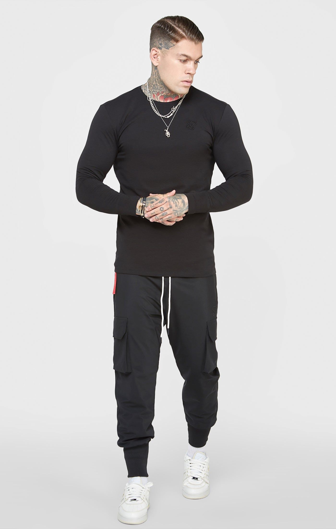 Black Long Sleeve Muscle Fit T-Shirt sold by Siksilk product image thumbnail 3