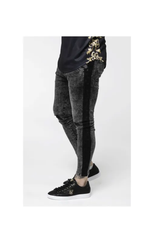SikSilk Low Rise Cartel Denims - Black Acid Wash sold by Siksilk