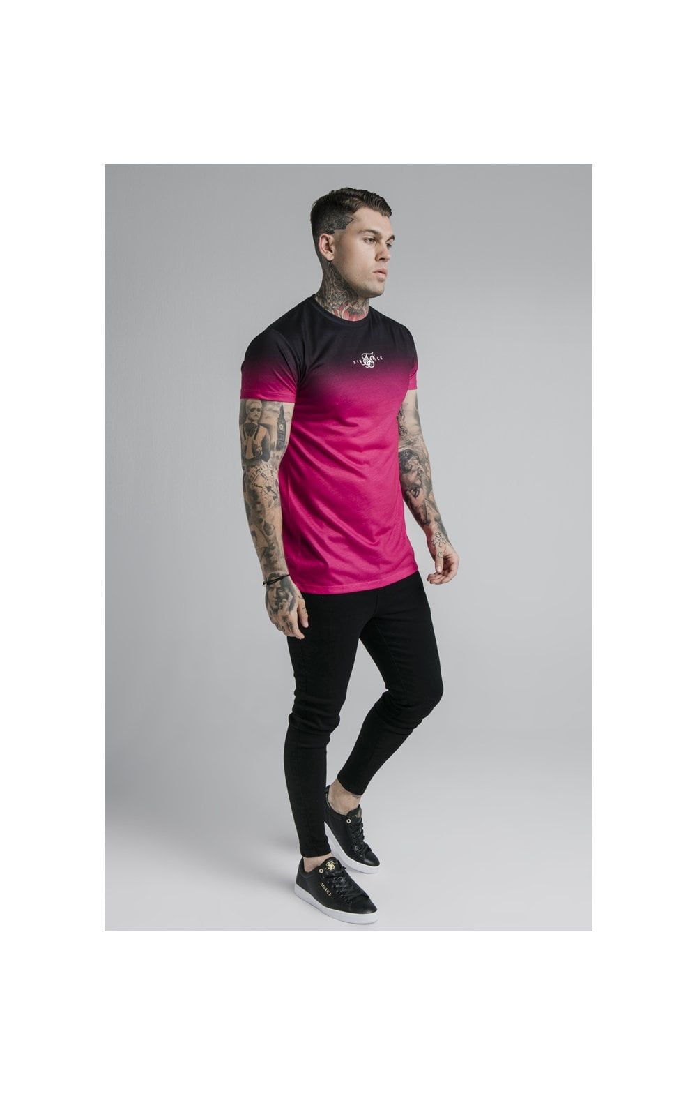 SikSilk High Fade Tee – Black & Pink sold by Siksilk product image thumbnail 5