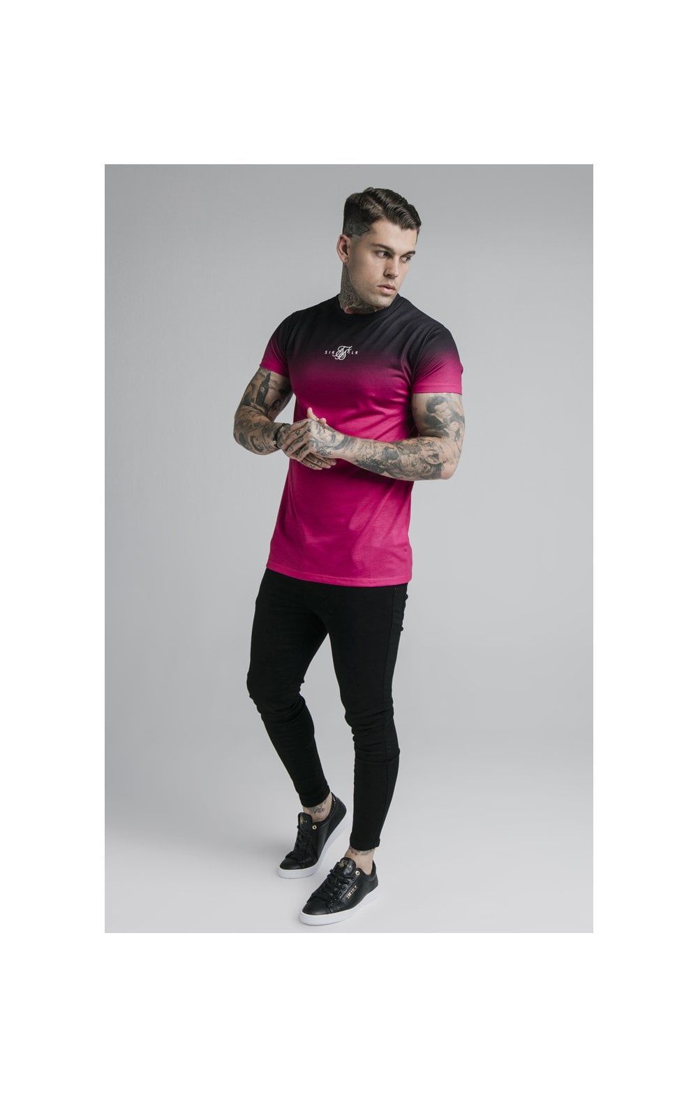 SikSilk High Fade Tee – Black & Pink sold by Siksilk product image thumbnail 3