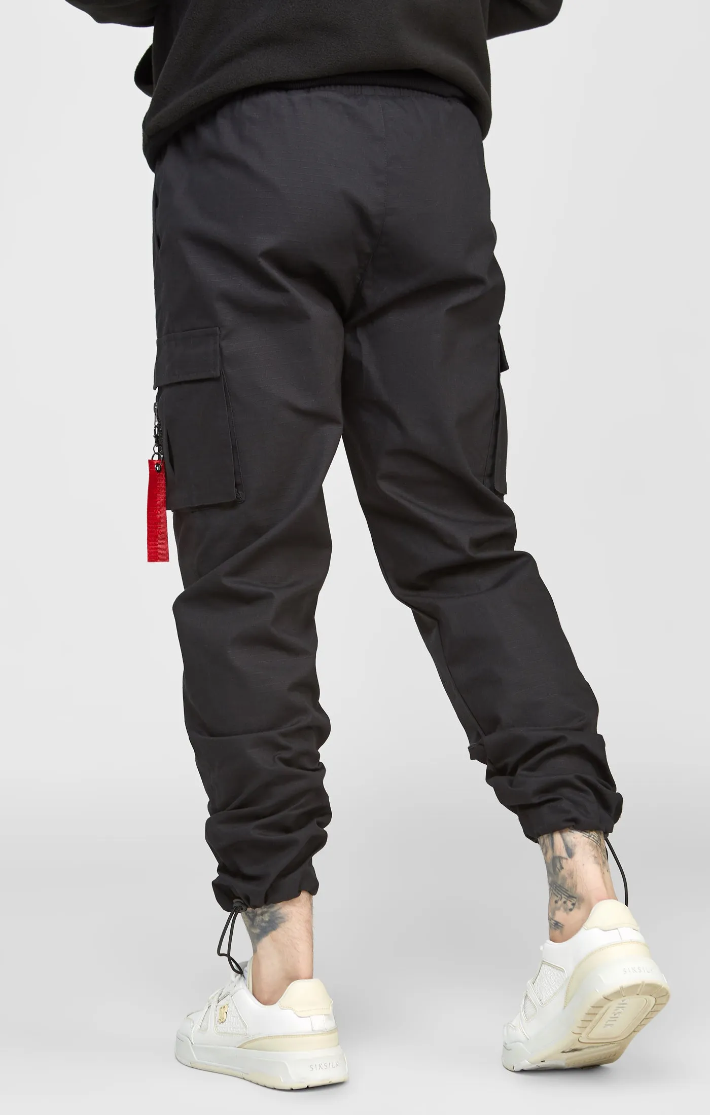 Black Cuffed Relaxed Fit Cargo Pant sold by Siksilk product image thumbnail 4
