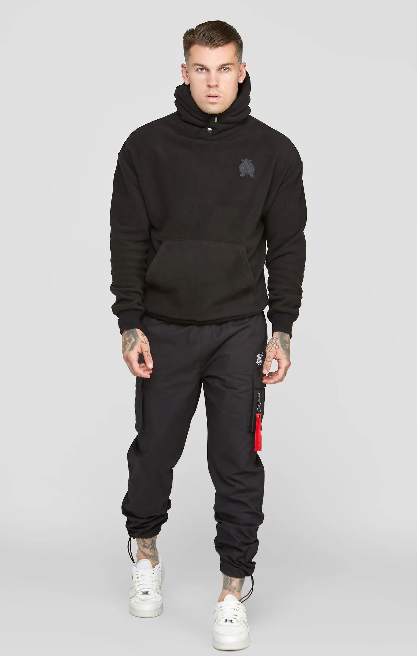 Black Cuffed Relaxed Fit Cargo Pant sold by Siksilk product image thumbnail 3