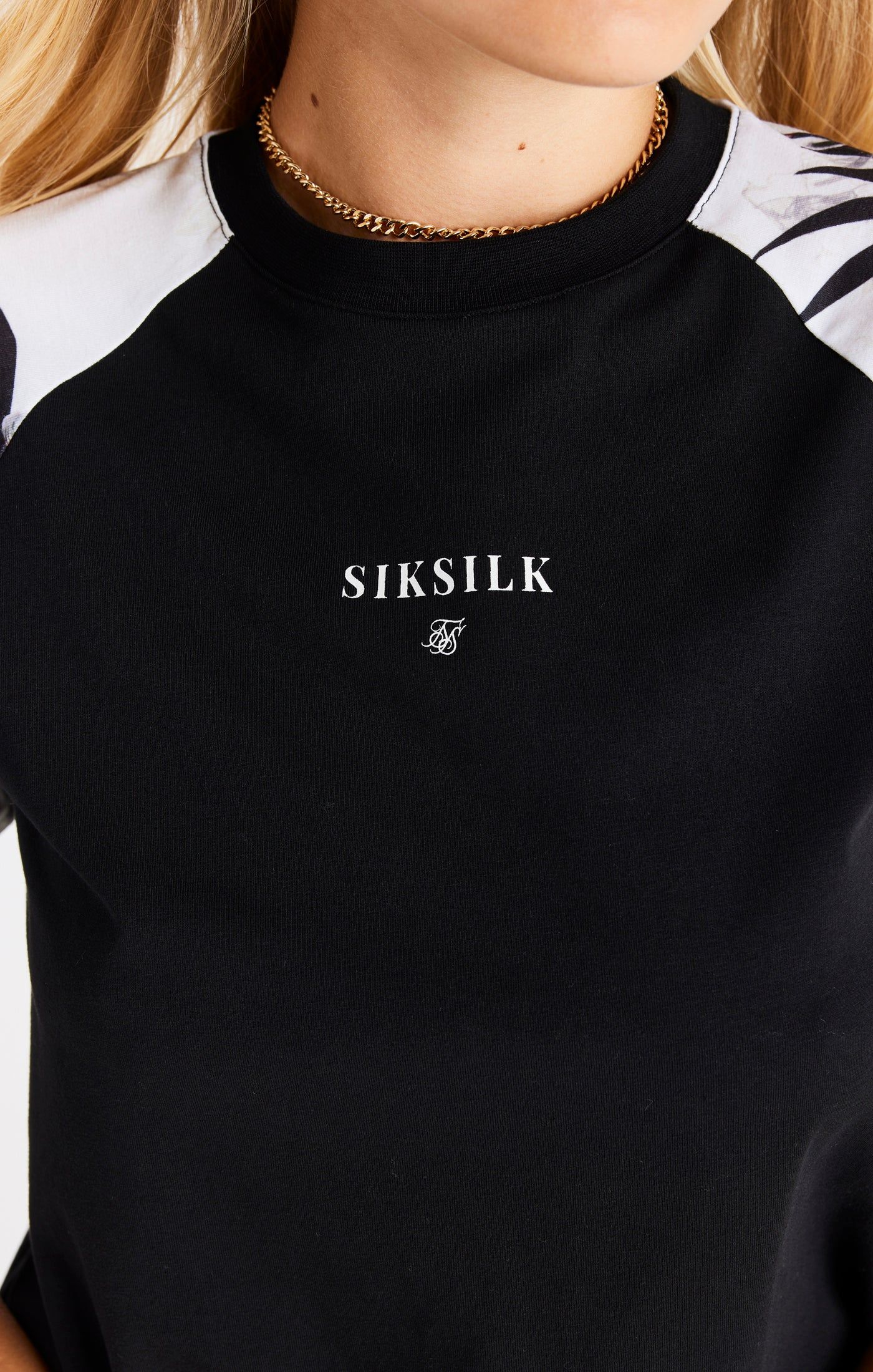 Black Floral Panel T-Shirt sold by Siksilk product image thumbnail 2