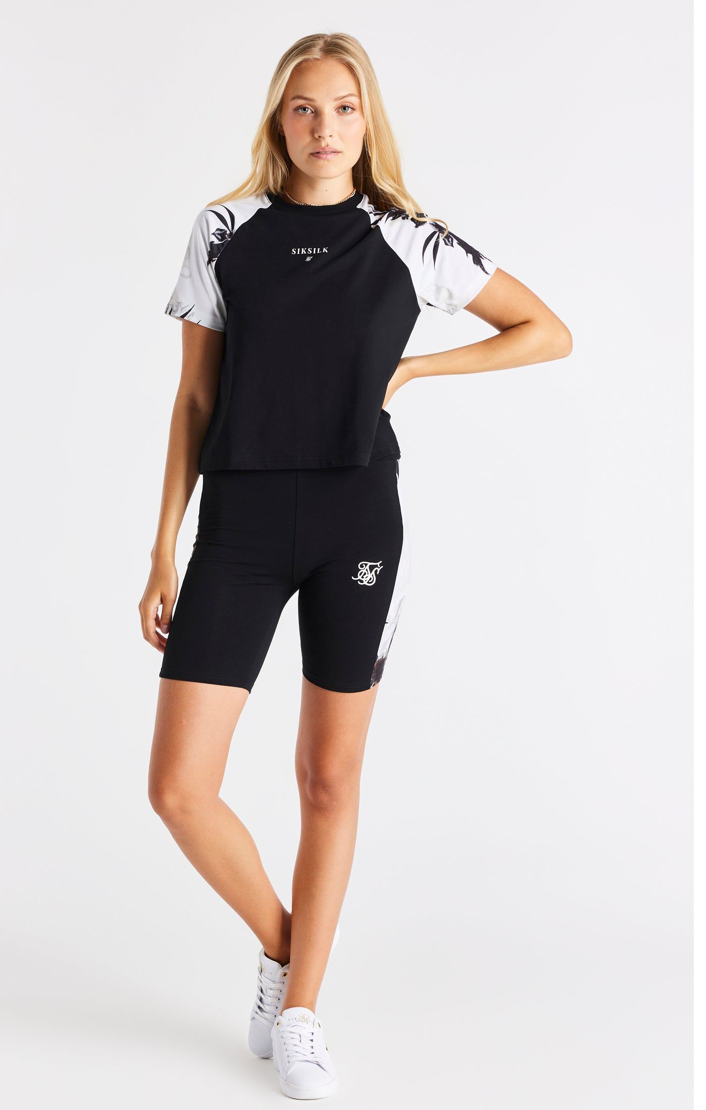 Black Floral Panel T-Shirt sold by Siksilk product image thumbnail 3