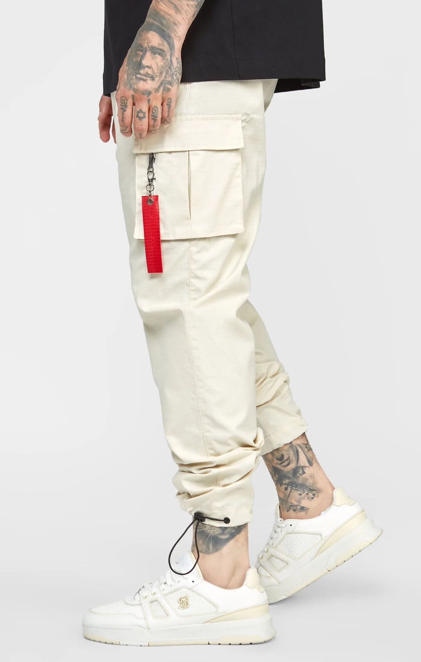 Ecru Relaxed Cuffed Cargo Pant sold by Siksilk product image thumbnail 2