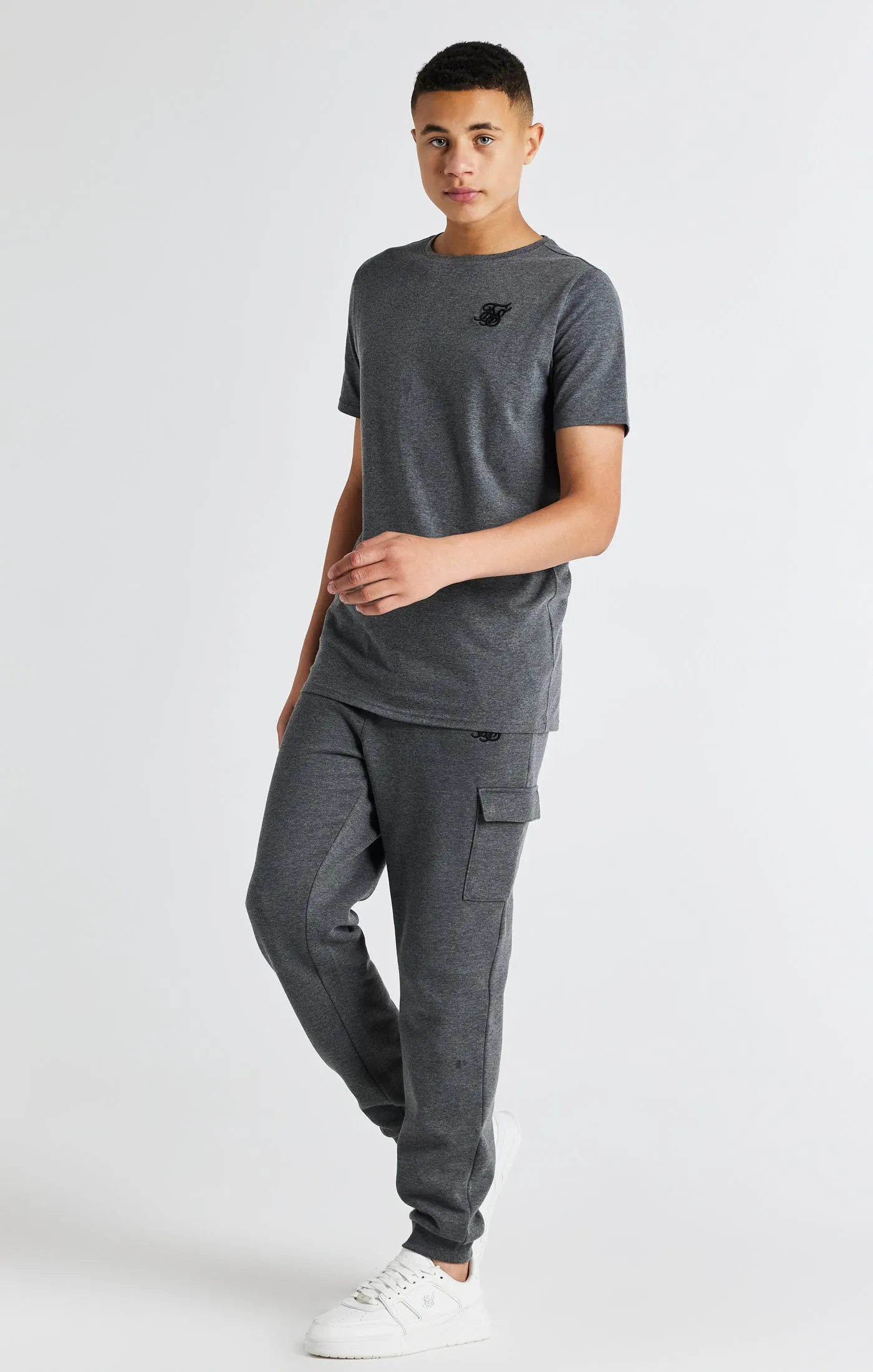 Boys Dark Grey Marl Short Sleeve T-Shirt sold by Siksilk product image thumbnail 3