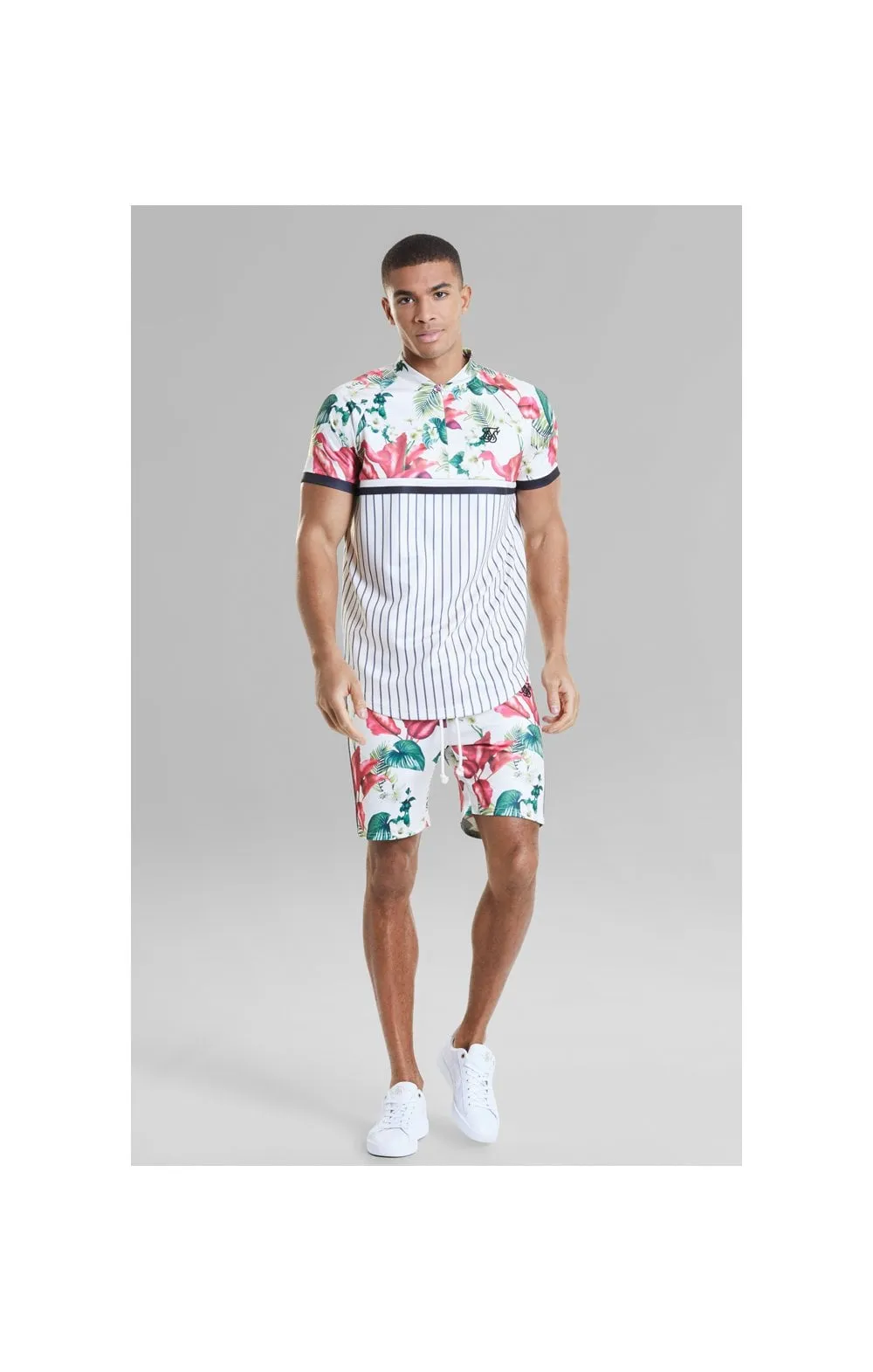 SikSilk Retro Tropics Baseball Tee - Ecru & Floral sold by Siksilk product image thumbnail 4