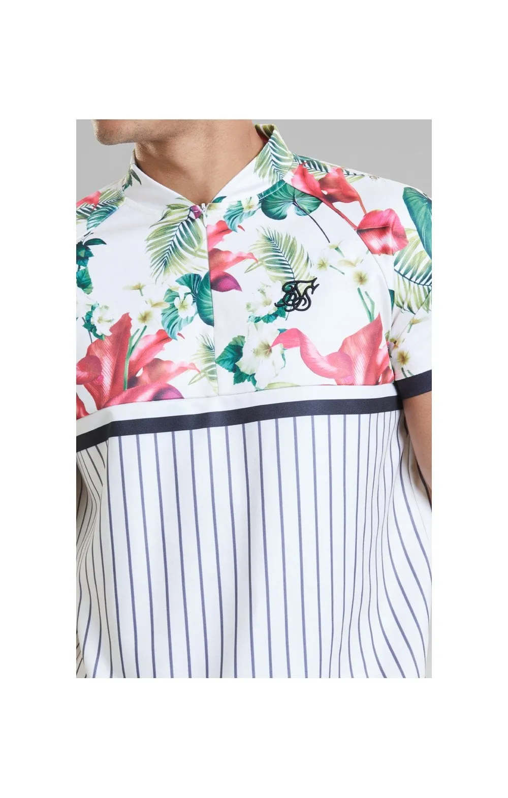SikSilk Retro Tropics Baseball Tee - Ecru & Floral sold by Siksilk product image thumbnail 2