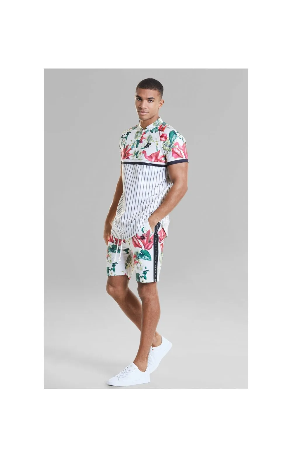 SikSilk Retro Tropics Baseball Tee - Ecru & Floral sold by Siksilk product image thumbnail 3