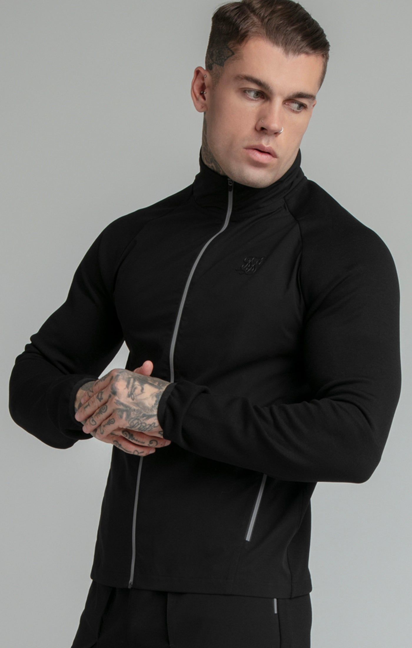 Black Inject Zip Thru Jacket sold by Siksilk