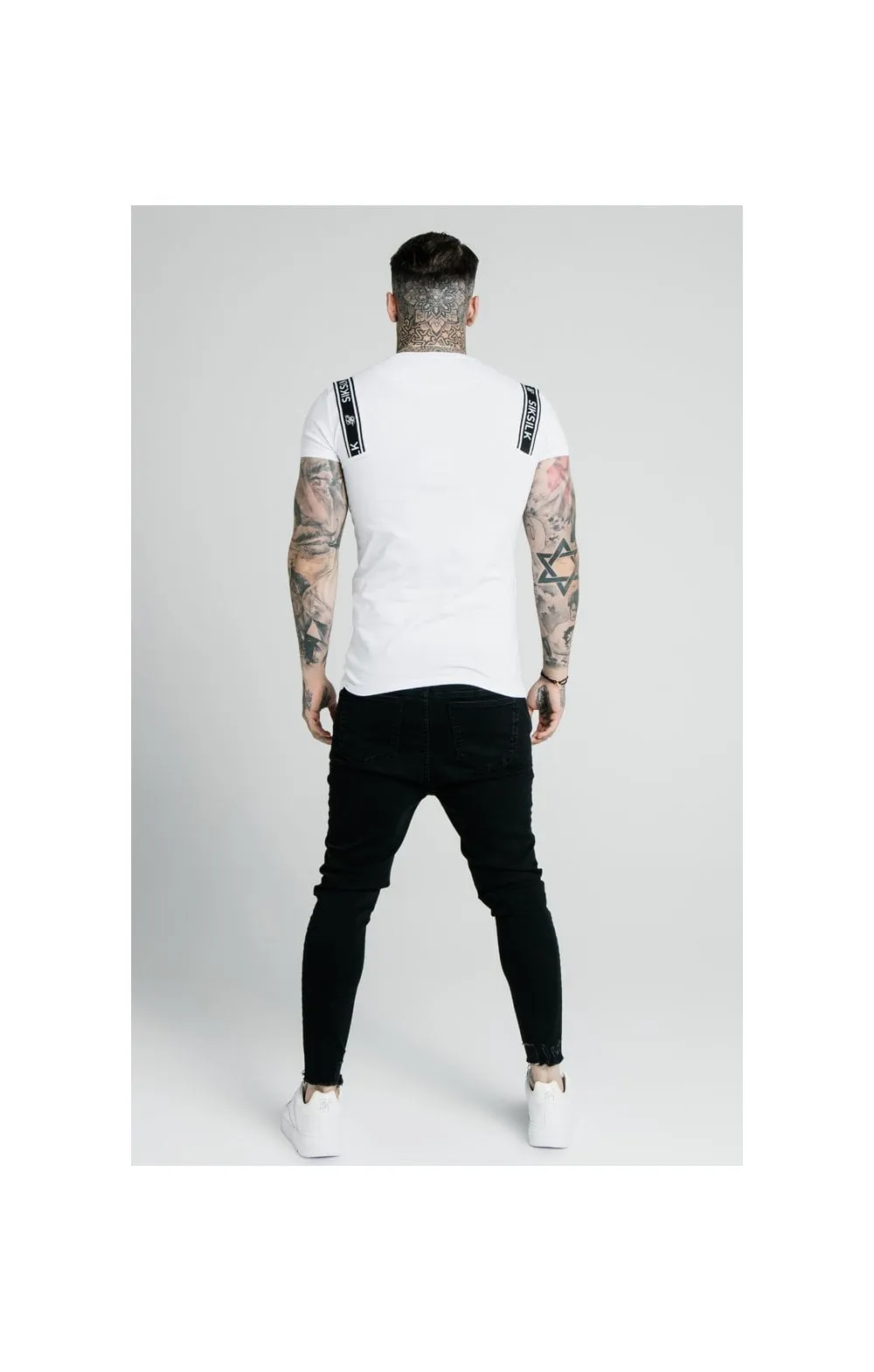 SikSilk Straight Hem Printed Gym Tee - White & Black sold by Siksilk product image thumbnail 5